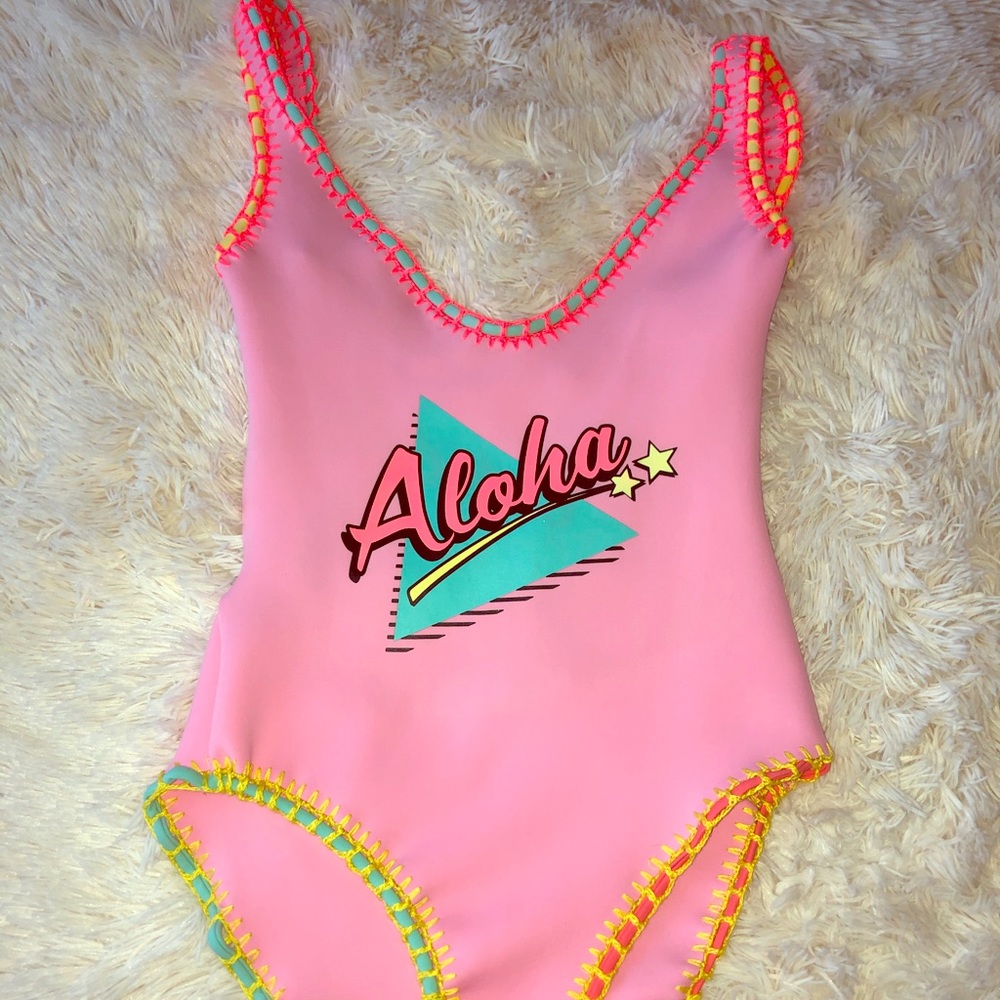 Topshop - Aloha embroidered edge swimsuit